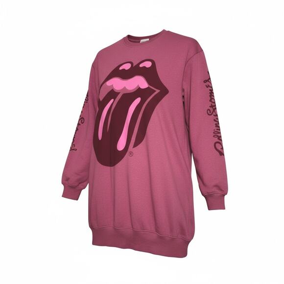 Zara X The Rolling Stones Pink Oversized Sweatshirt Dress Size 13/14 / Small - Picture 1 of 11